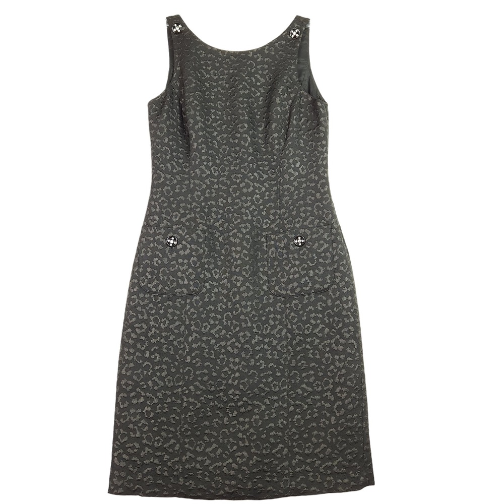 Chetta B Womens Dress 6 Black‎ Shift Leopard Print Sleeveless Cocktail Business